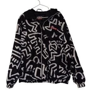 Keith Haring Members Only Jacket Full Zip Windbreaker Art Print Pockets Size XL